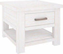Alaska Modern Lamp Table with 1 Drawer and 1 Shelf Brushed White - Quality Rugs and Furniture