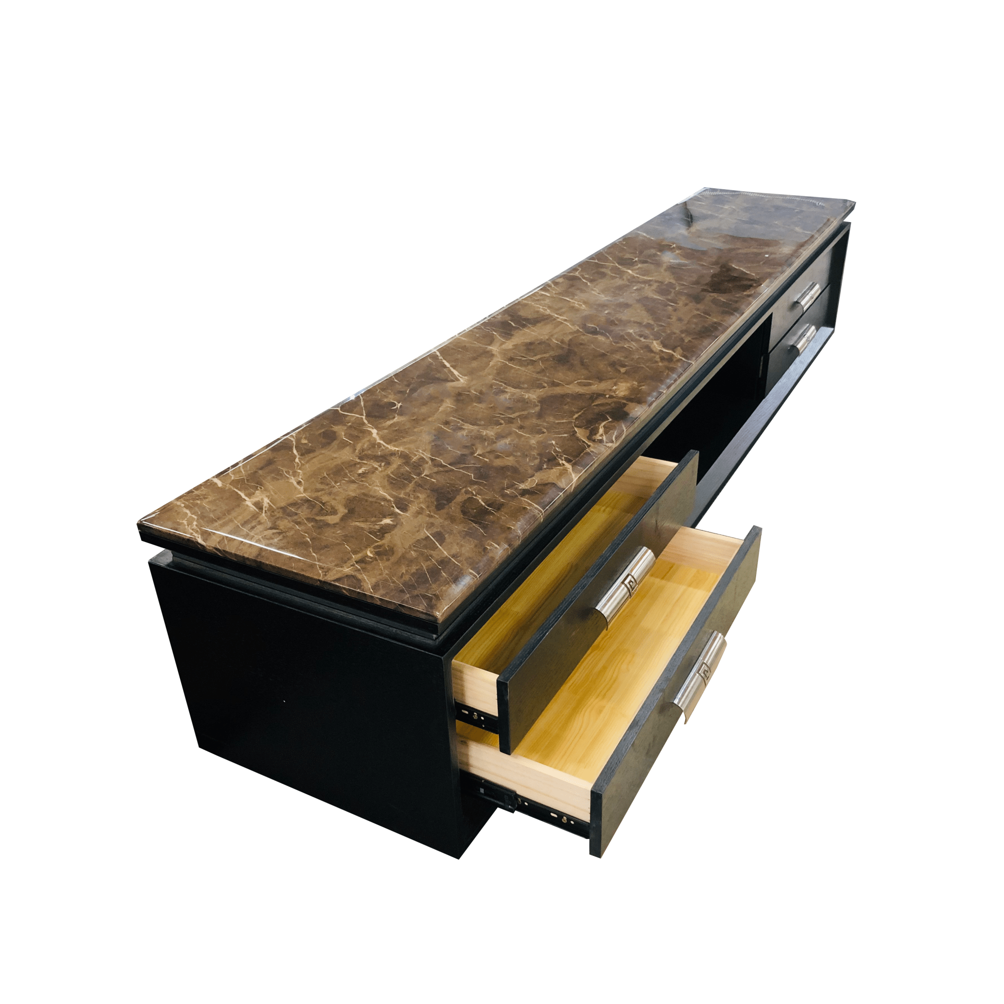 Alyssa Tv Unit Wooden Base Marble Top Brown - Quality Rugs and Furniture