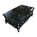 Amesterdam Marble Top Wooden Base Luxury Coffee Table Black Silver - Quality Rugs and Furniture