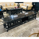 Amesterdam Marble Top Wooden Base Luxury Coffee Table Black Silver - Quality Rugs and Furniture