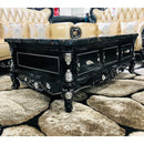Amesterdam Marble Top Wooden Base Luxury Coffee Table Black Silver - Quality Rugs and Furniture
