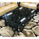 Amesterdam Marble Top Wooden Base Luxury Coffee Table Black Silver - Quality Rugs and Furniture