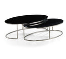 Amma Coffee Table Stainless Steel Black Glass Top Silver - Quality Rugs and Furniture
