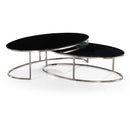 Amma Coffee Table Stainless Steel Black Glass Top Silver - Quality Rugs and Furniture