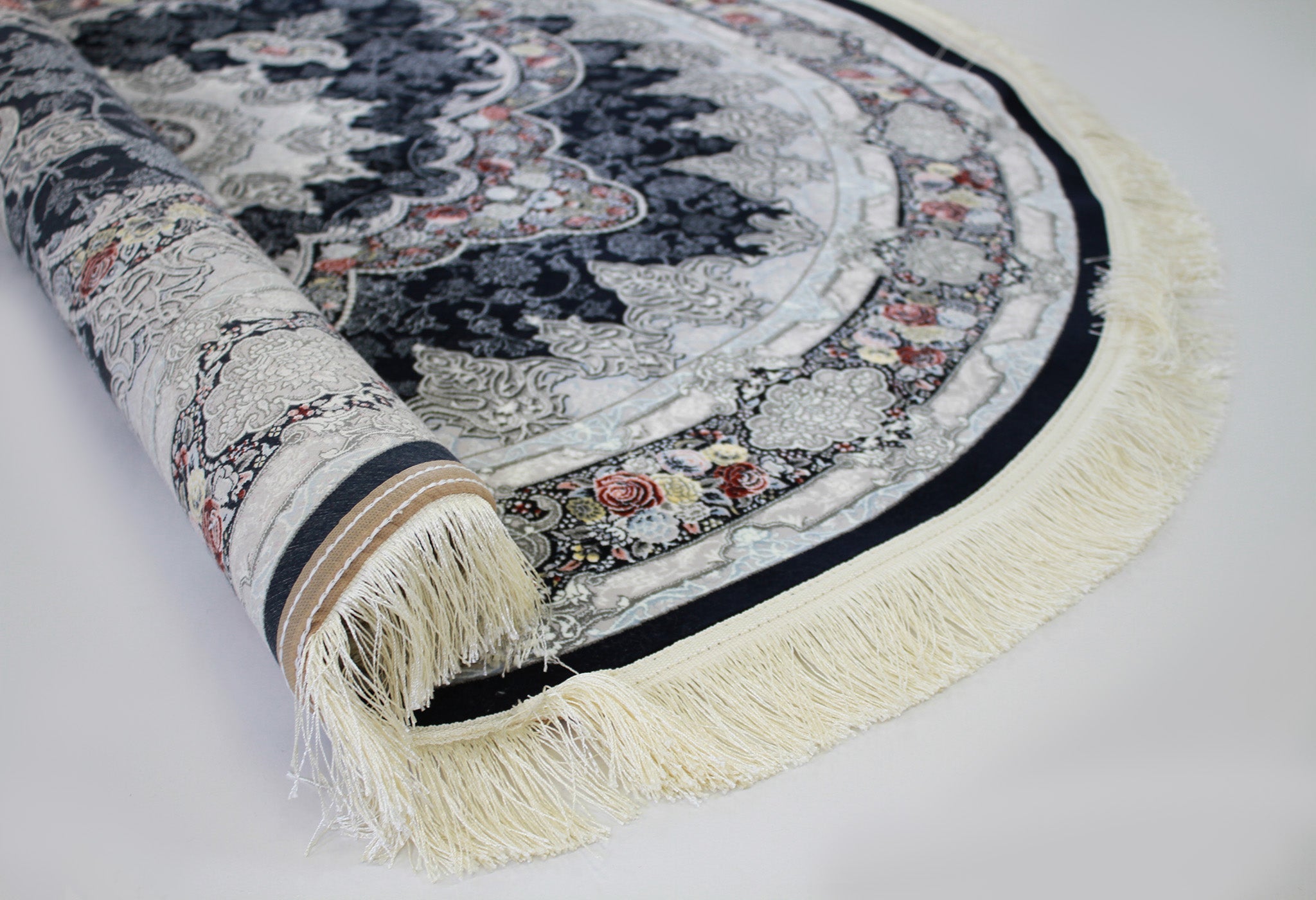 Aravan 3175 Dark Blue Traditional Round Rug - Quality Rugs and Furniture