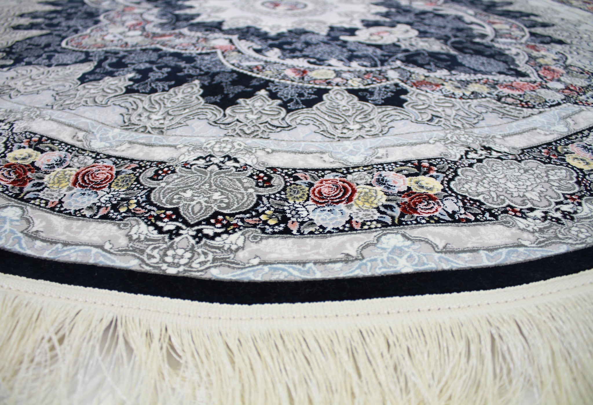 Aravan 3175 Dark Blue Traditional Round Rug - Quality Rugs and Furniture