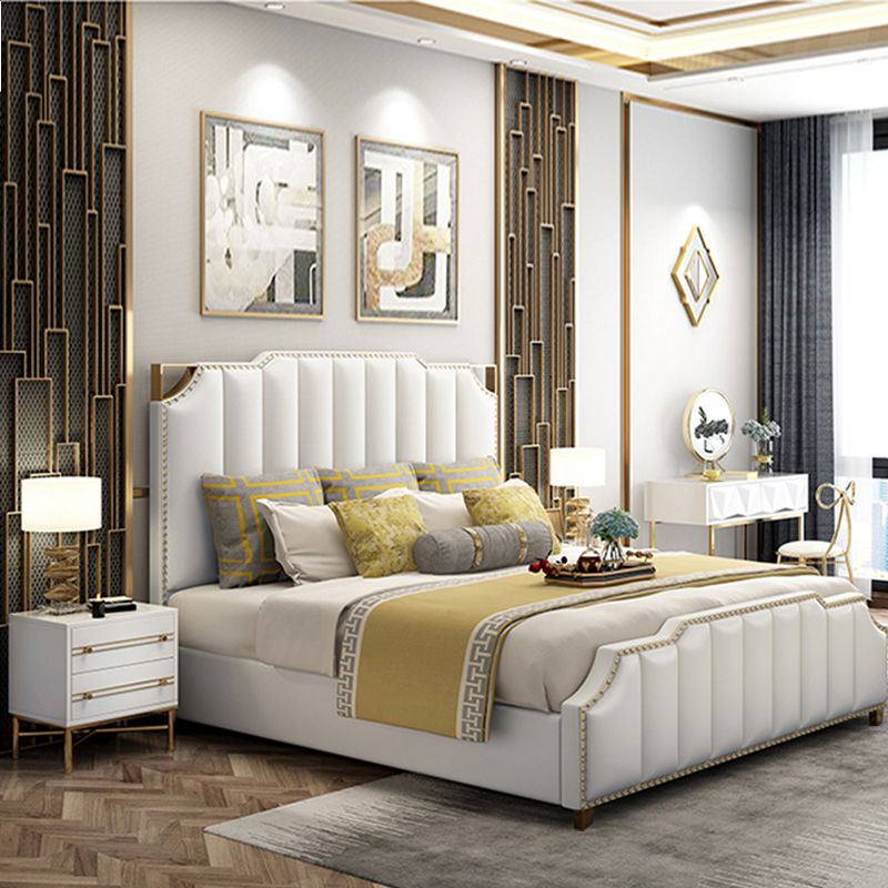 Azin King Bed Luxury Modern Cream Gold - Quality Rugs and Furniture