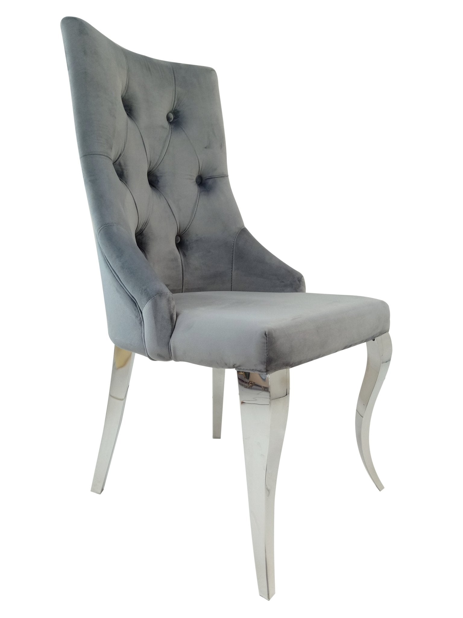 Baron Velvet Modern Dining Chair Grey Silver - Quality Rugs and Furniture