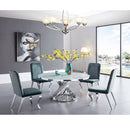 Calvin Tempered Glass Dining Table Stainless Steel Base White - Quality Rugs and Furniture