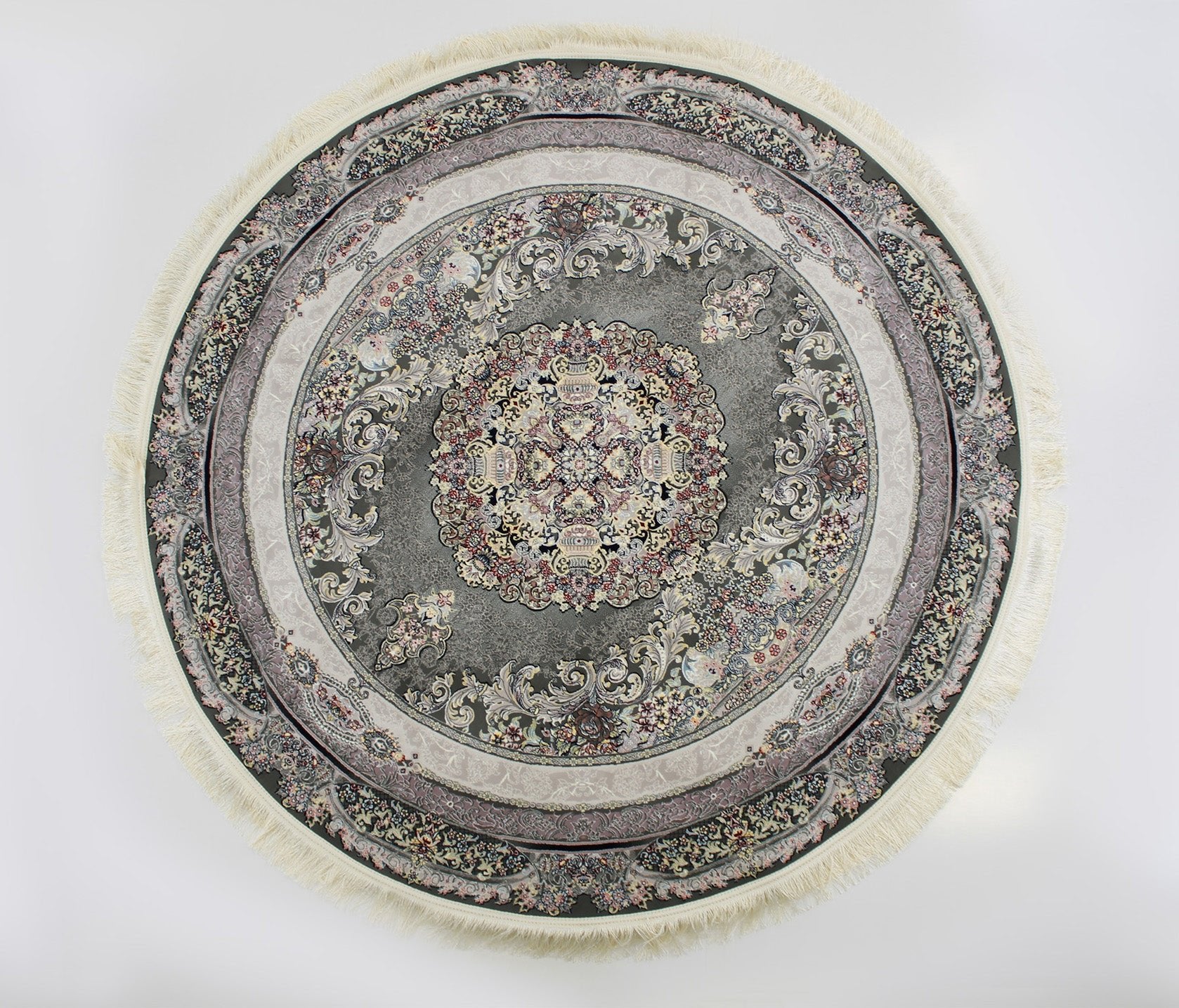 Demotex 3186 Smoke Traditional Round Rug - Quality Rugs and Furniture