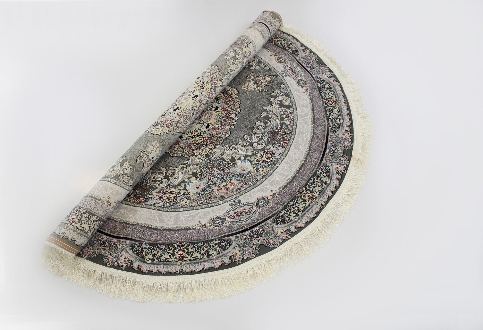 Demotex 3186 Smoke Traditional Round Rug - Quality Rugs and Furniture