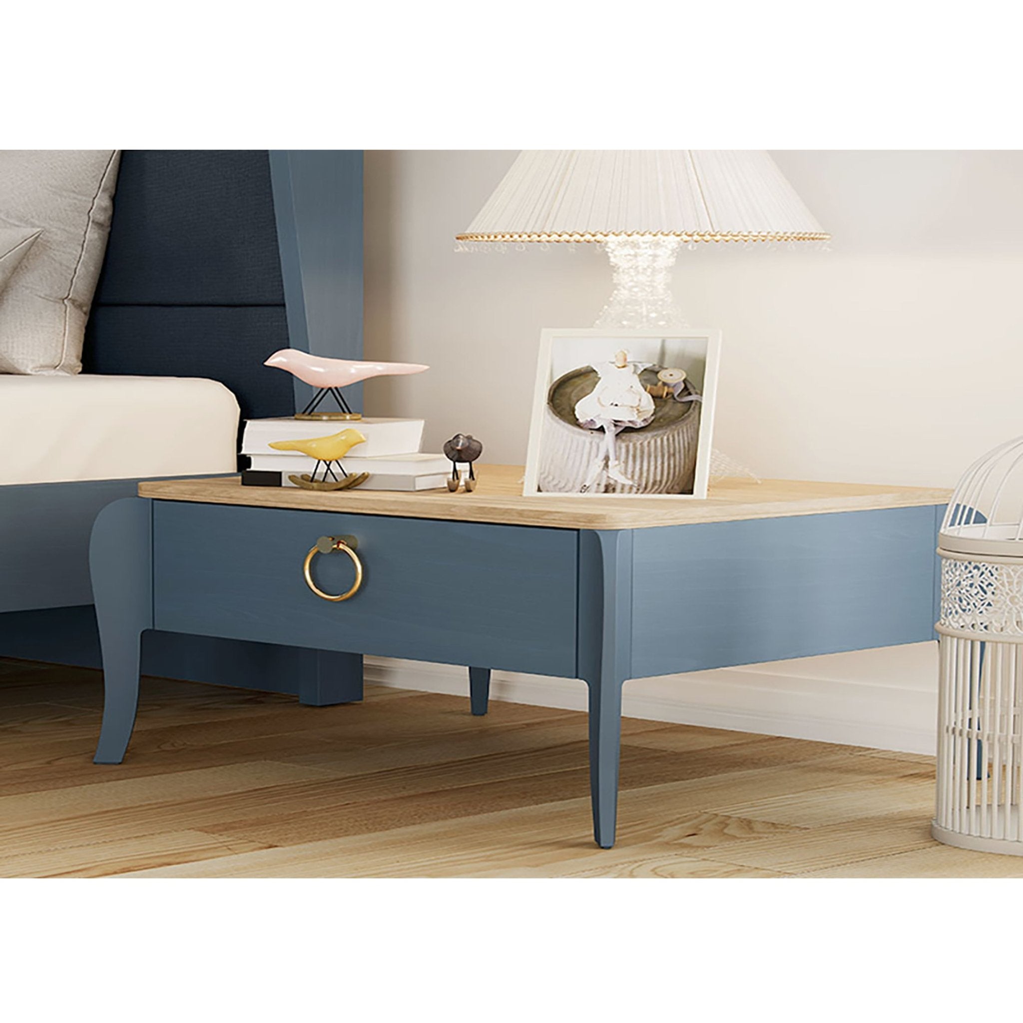 Elegant Single Bed Luxury Modern Dark Blue - Quality Rugs and Furniture