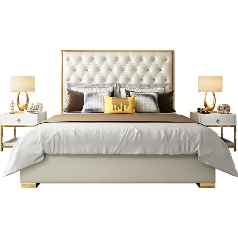 Elif King Bed Luxury Modern Cream Gold - Quality Rugs and Furniture