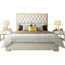 Elif King Bed Luxury Modern Cream Gold - Quality Rugs and Furniture