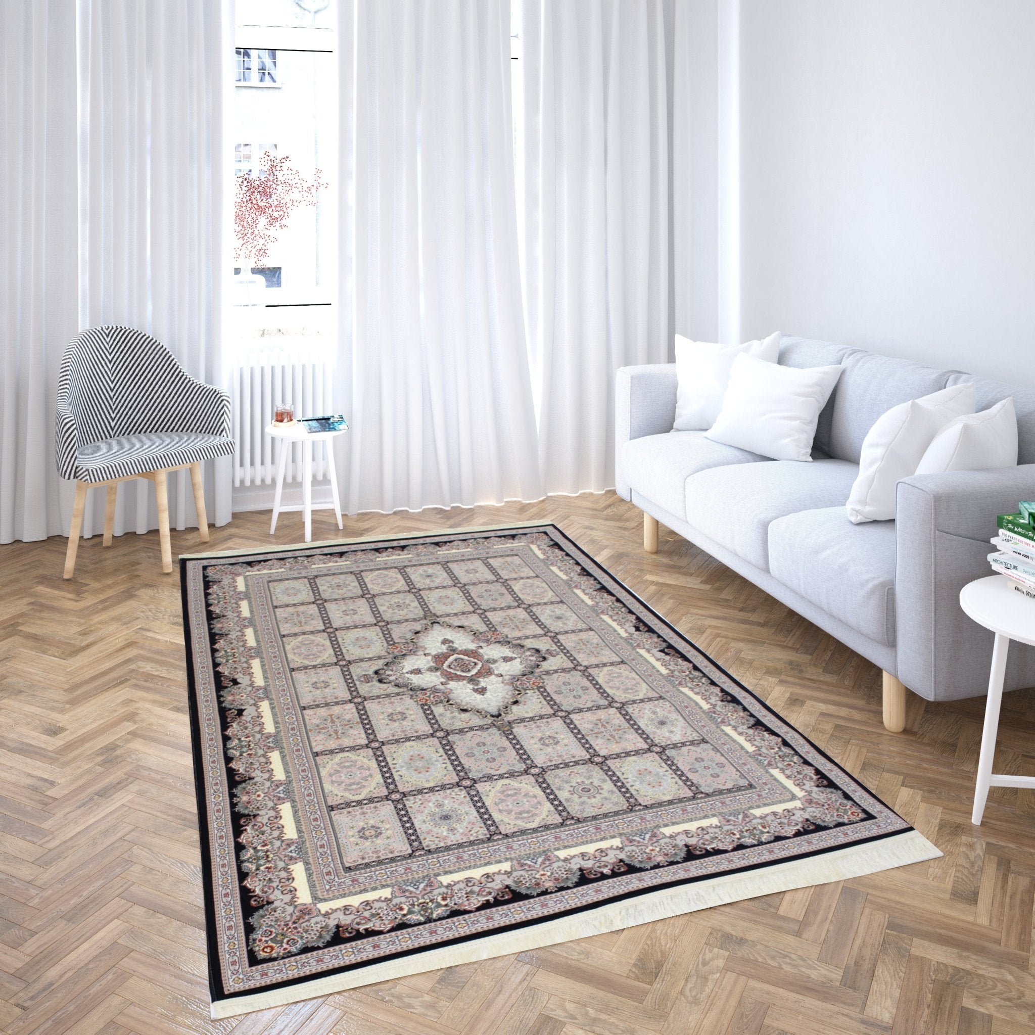 Elsa 3180 Dark Blue Traditional Rug - Quality Rugs and Furniture