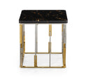 Emma Marble Top Stainless Steel Base Lamp Table Black Gold - Quality Rugs and Furniture