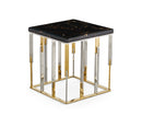 Emma Marble Top Stainless Steel Base Lamp Table Black Gold - Quality Rugs and Furniture