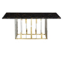 Emma Marble Top Stainless Steel Base Luxury Dining Table Black Gold - Quality Rugs and Furniture