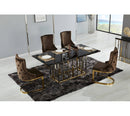 Emma Marble Top Stainless Steel Base Luxury Dining Table Black Gold - Quality Rugs and Furniture