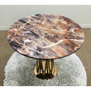 Florence Dining Table Stainless Steel Base and Laminated Marble Top Rose Gold - Quality Rugs and Furniture
