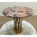 Florence Dining Table Stainless Steel Base and Laminated Marble Top Rose Gold - Quality Rugs and Furniture