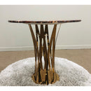 Florence Dining Table Stainless Steel Base and Laminated Marble Top Rose Gold - Quality Rugs and Furniture
