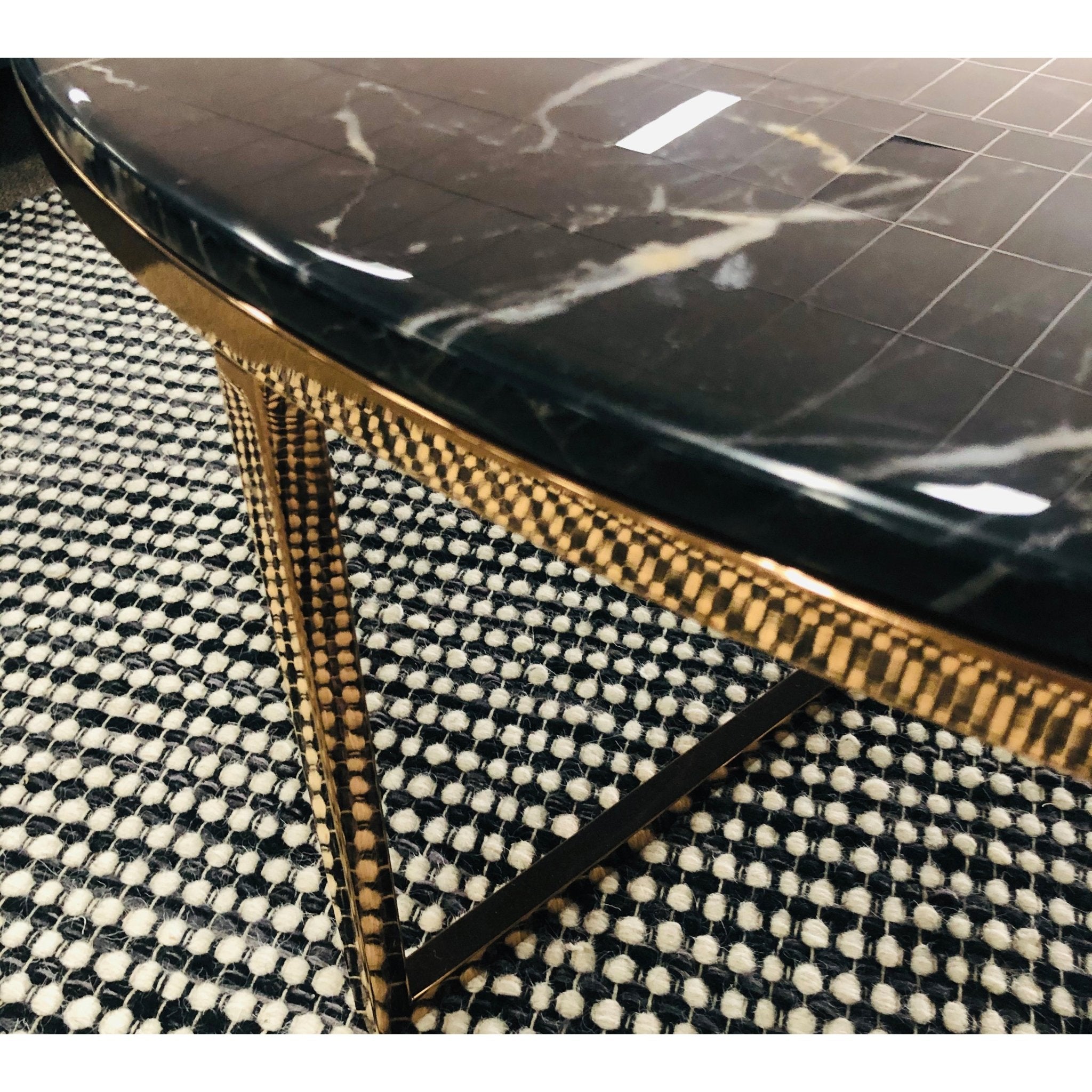Florence Stainless Steel Base Marble Top Coffee Table Rose Gold Black - Quality Rugs and Furniture