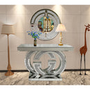 Gabi Console Hallway Table Wooden Frame Tempered Glass Top Silver with LED - Quality Rugs and Furniture