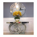 Gabi Console Hallway Table Wooden Frame Tempered Glass Top Silver with LED - Quality Rugs and Furniture