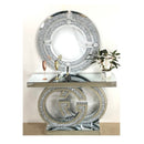 Gabi Console Hallway Table Wooden Frame Tempered Glass Top Silver with LED - Quality Rugs and Furniture