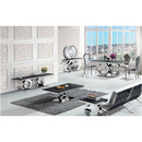 Gabi Stainless Steel Base Tempered Glass Top Dining Table Black Silver - Quality Rugs and Furniture