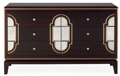 Giorgio Art Deco 6 Drawer Dresser with Mirror Cherry - Quality Rugs and Furniture