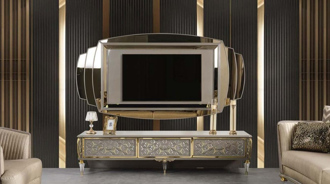 Hira Wooden Modern Tv Unit Cream Beige - Quality Rugs and Furniture