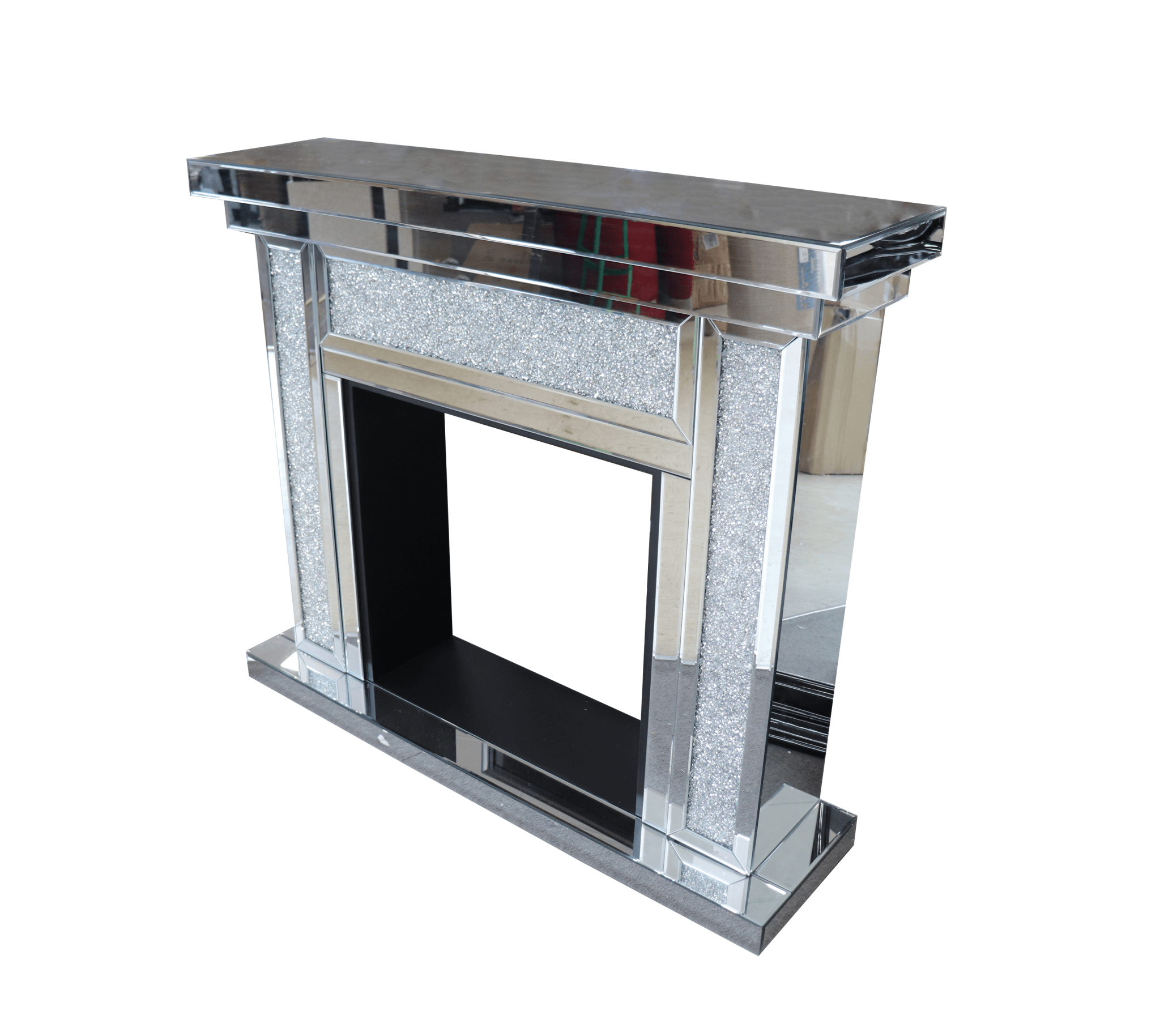 Hl01 Fireplace Console Hallway Table Wooden Frame Decorative Tempered Glass Top Silver - Quality Rugs and Furniture