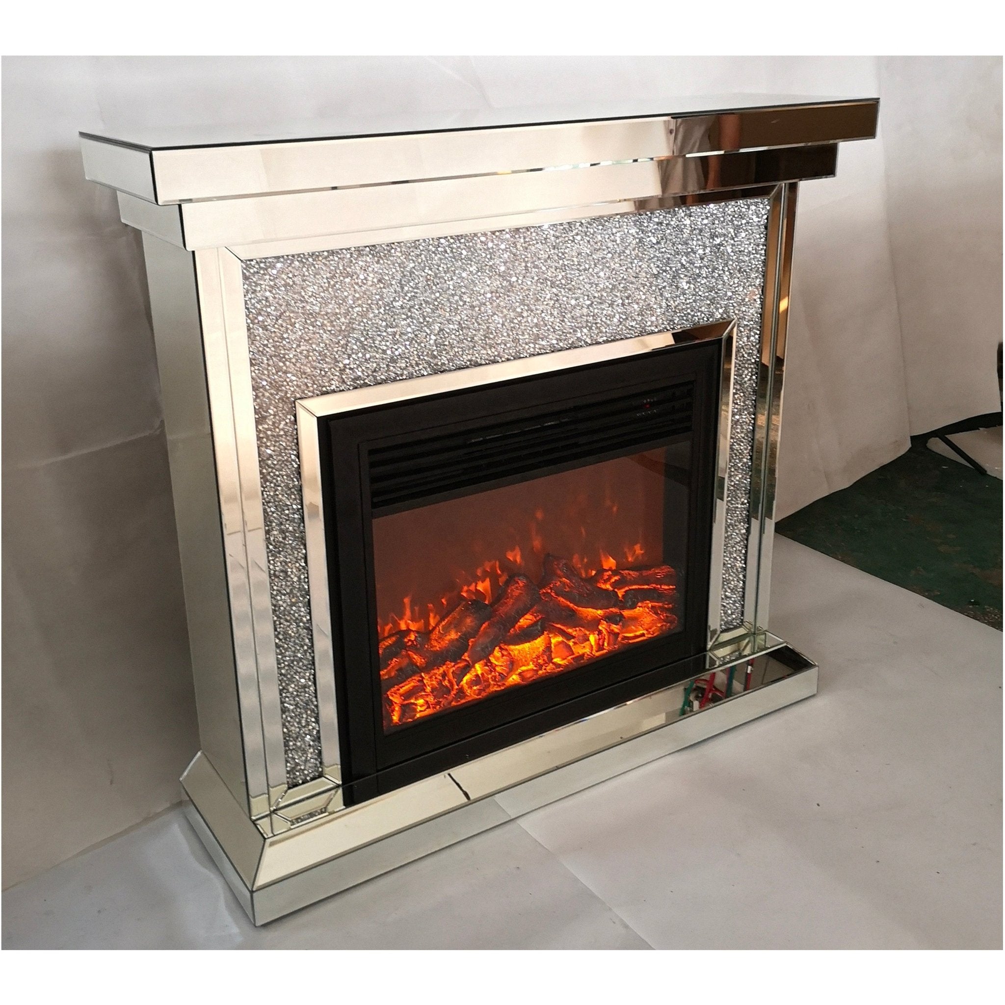 Hl01 Fireplace Console Hallway Table Wooden Frame Decorative Tempered Glass Top Silver - Quality Rugs and Furniture