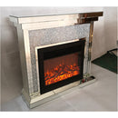 Hl01 Fireplace Console Hallway Table Wooden Frame Decorative Tempered Glass Top Silver - Quality Rugs and Furniture