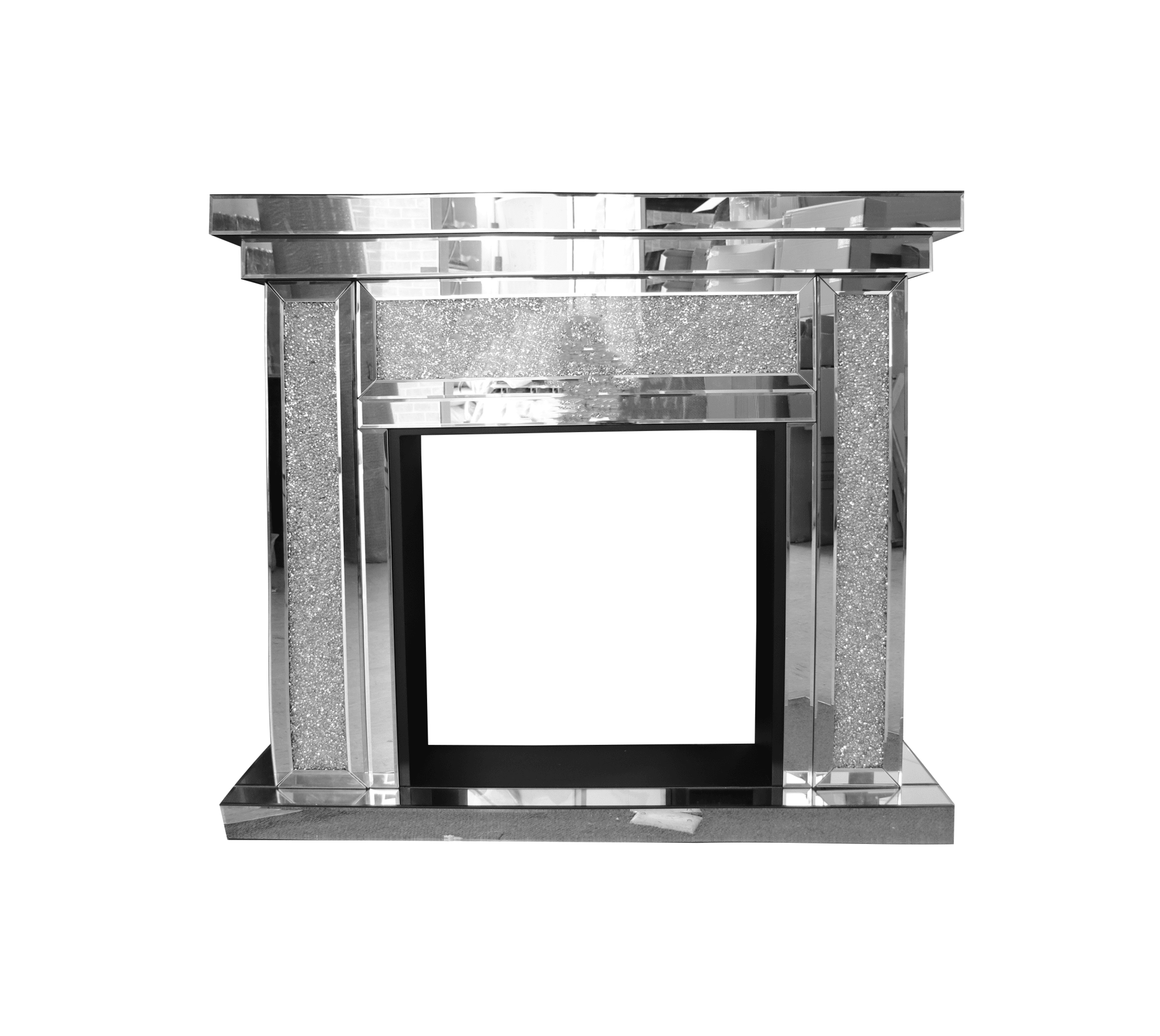 Hl01 Fireplace Console Hallway Table Wooden Frame Decorative Tempered Glass Top Silver - Quality Rugs and Furniture