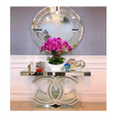 Jessy Console Hallway Table Wooden Frame Tempered Glass Top Silver - Quality Rugs and Furniture