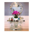 Jessy Console Hallway Table Wooden Frame Tempered Glass Top Silver - Quality Rugs and Furniture