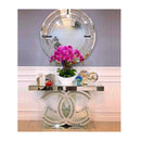 Jessy Console Hallway Table Wooden Frame Tempered Glass Top Silver - Quality Rugs and Furniture