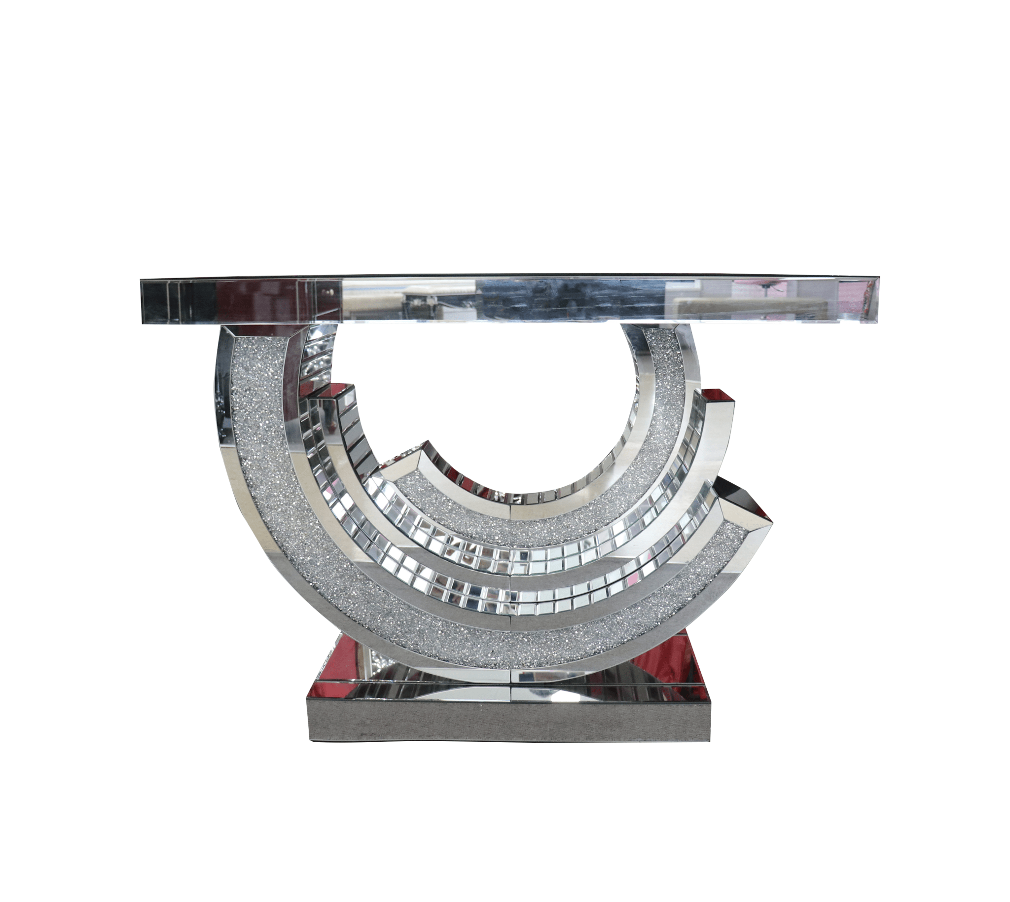 Julie Console Hallway Table Wooden Frame Tempered Glass Top Silver - Quality Rugs and Furniture