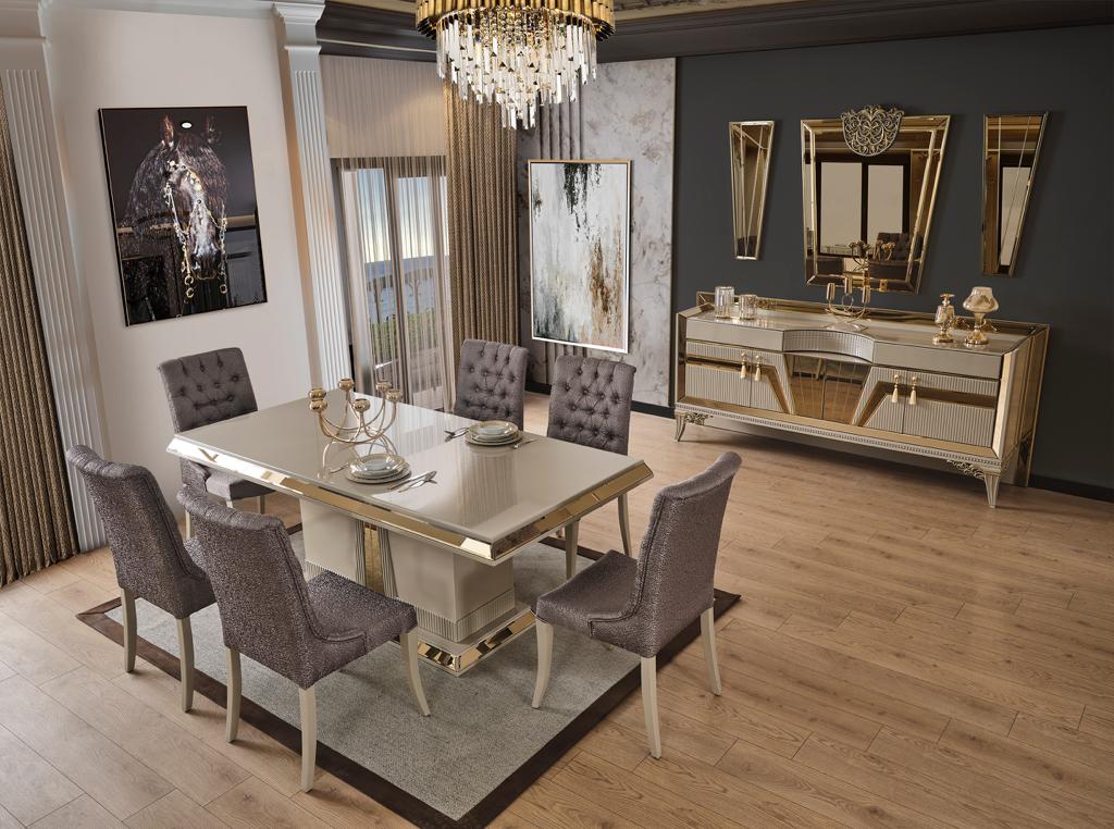 Kumsal Art Deco Dining Table Modern Mid Century - Quality Rugs and Furniture