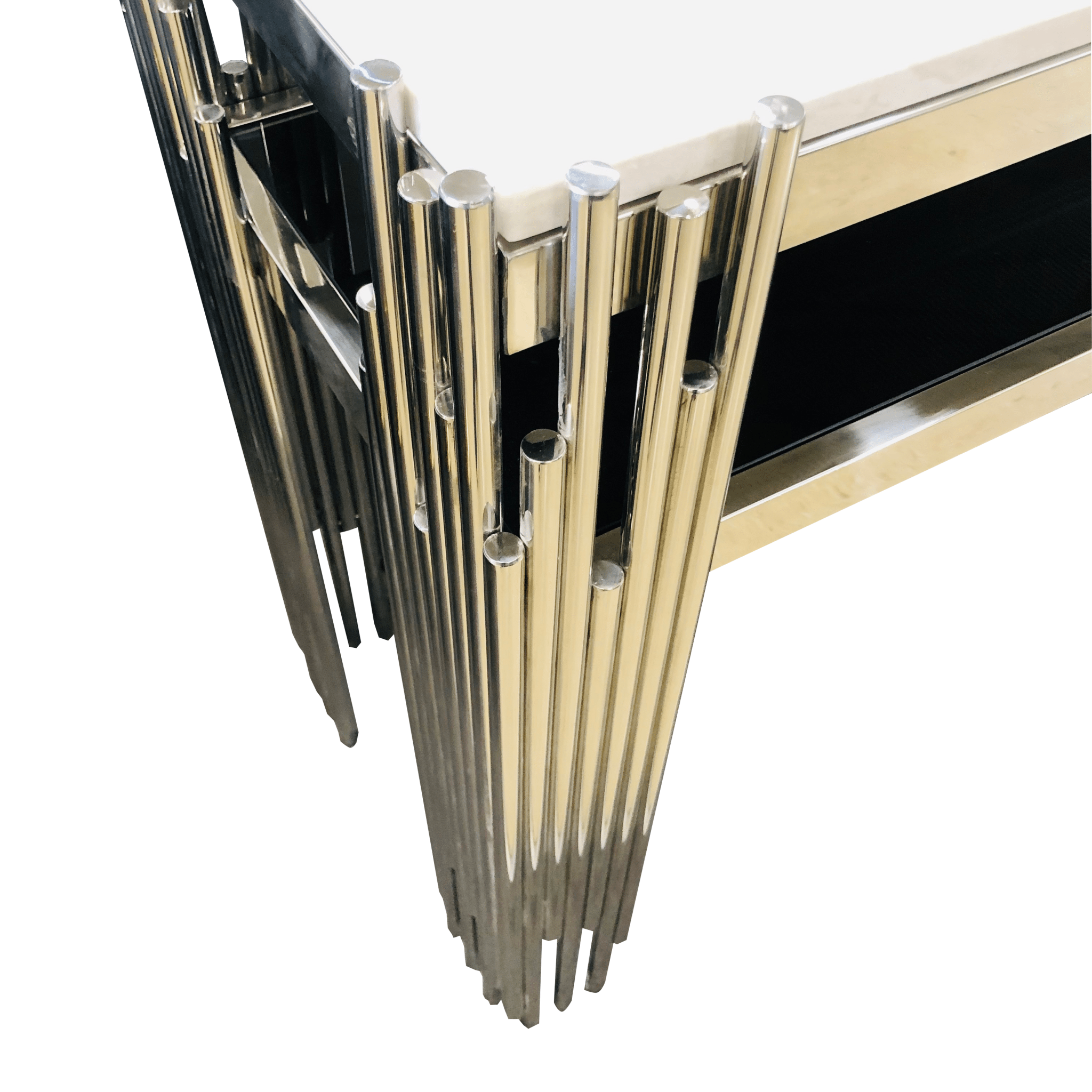 Kylie Console Hallway Table Stainless Steel Base Marble Top Silver - Quality Rugs and Furniture