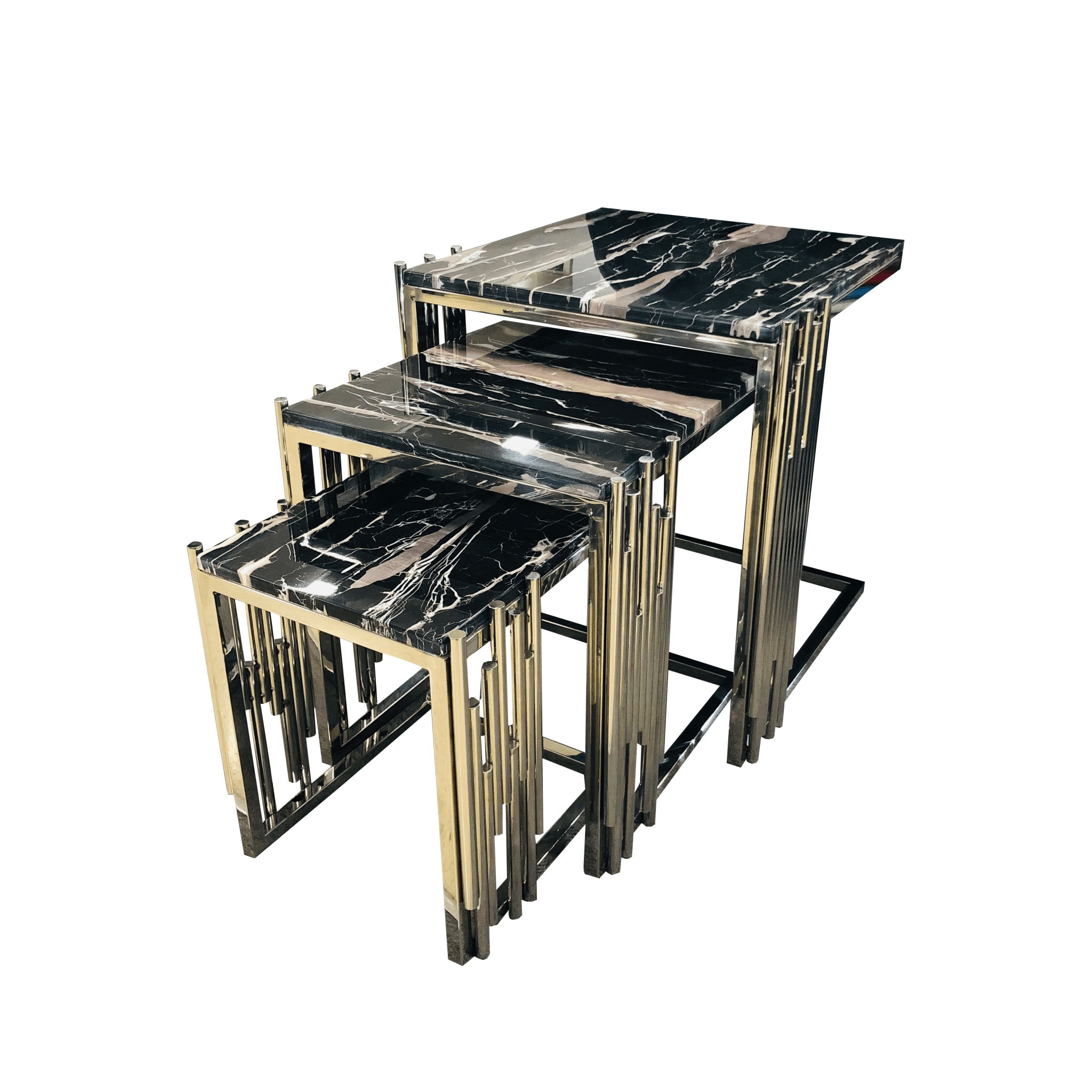 Kylie Flower Table Stainless Steel Base Marble Top Silver - Quality Rugs and Furniture