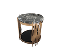 Kylie Side Table Stainless Steel Base Marble Top Round Rose Gold - Quality Rugs and Furniture