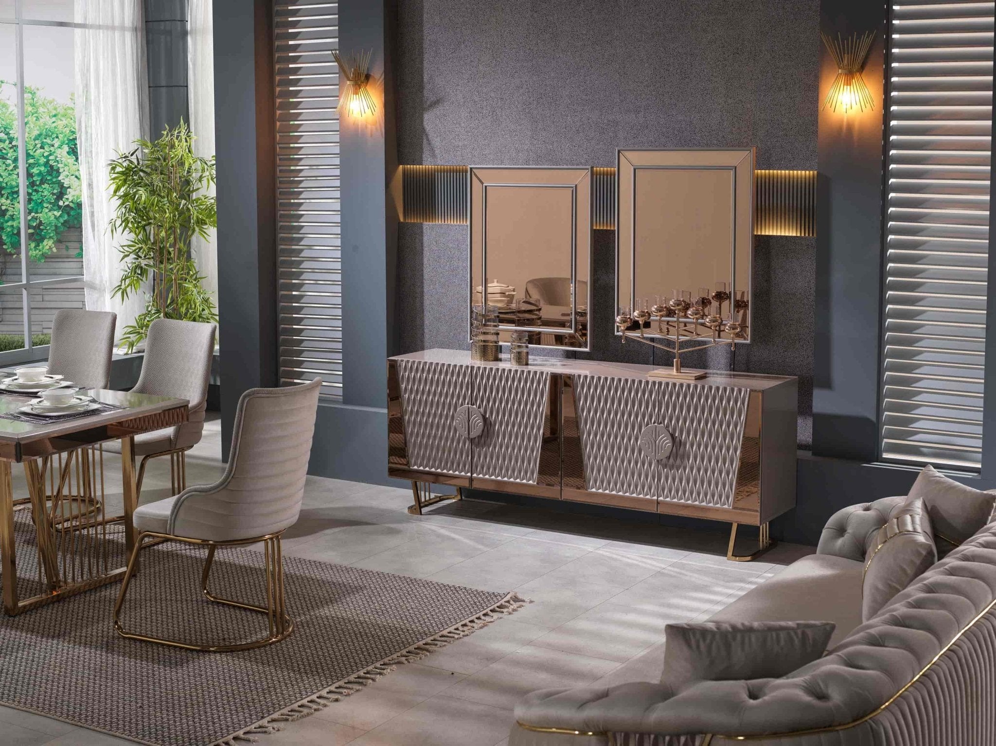 Lucas Stainless Steel Velvet Modern Dining Chair Gold Beige - Quality Rugs and Furniture