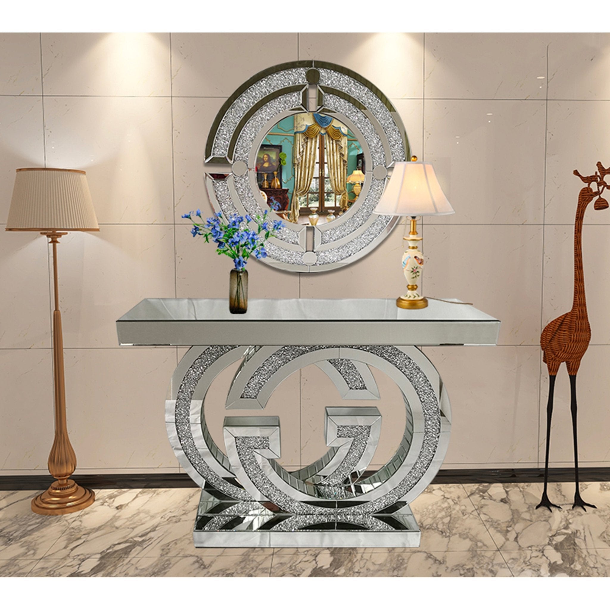 M1050 Wall Mirror Decorative Round Gold - Quality Rugs and Furniture