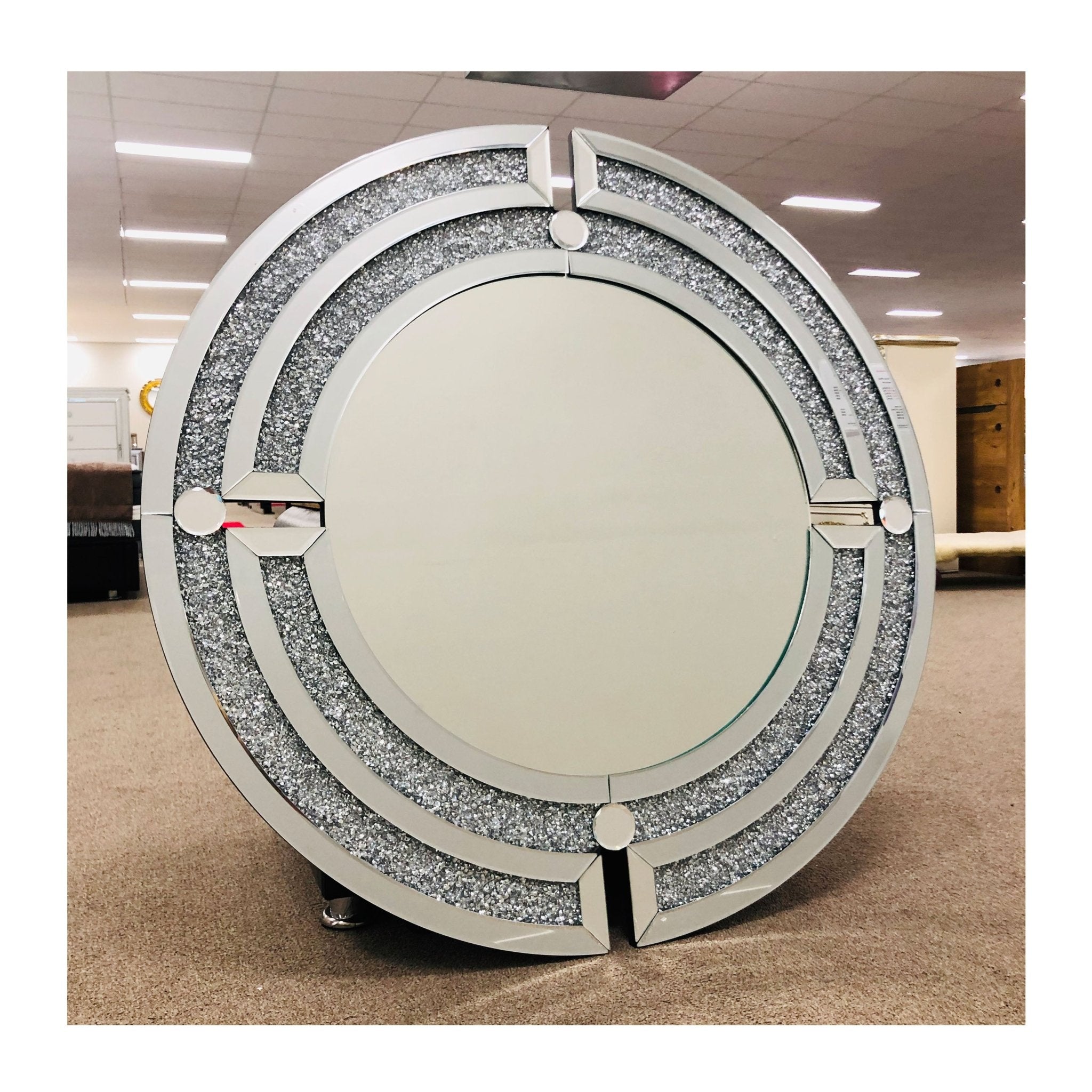 M1050 Wall Mirror Decorative Round Silver - Quality Rugs and Furniture