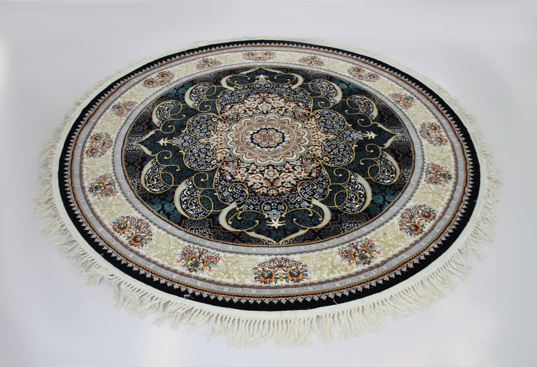Mash 722364 Dark Blue Persian Traditional Round Rug - Quality Rugs and Furniture