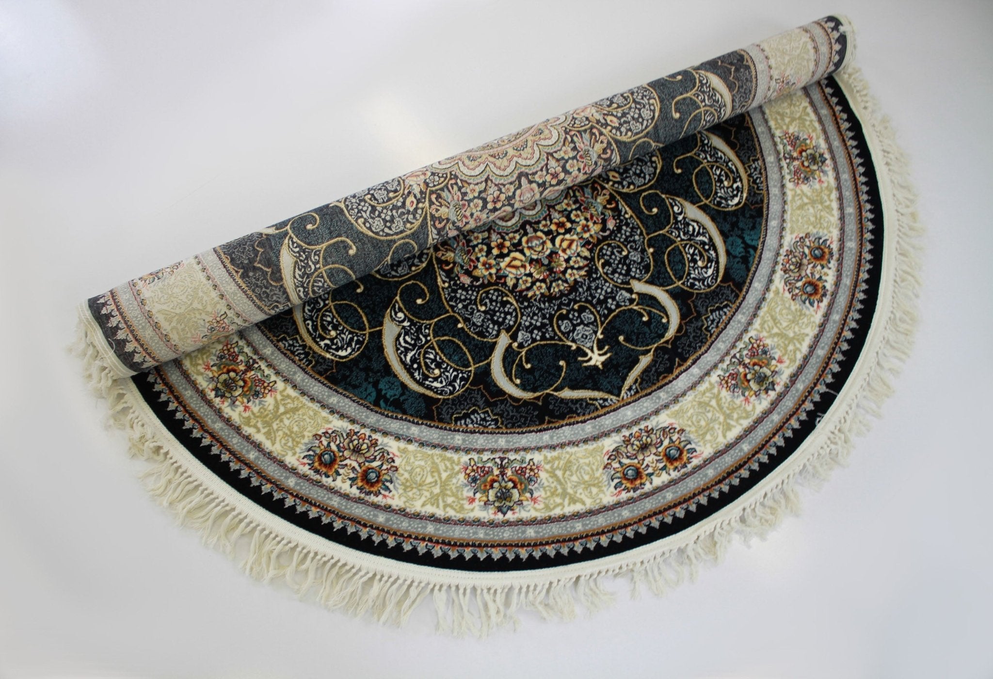 Mash 722364 Dark Blue Persian Traditional Round Rug - Quality Rugs and Furniture